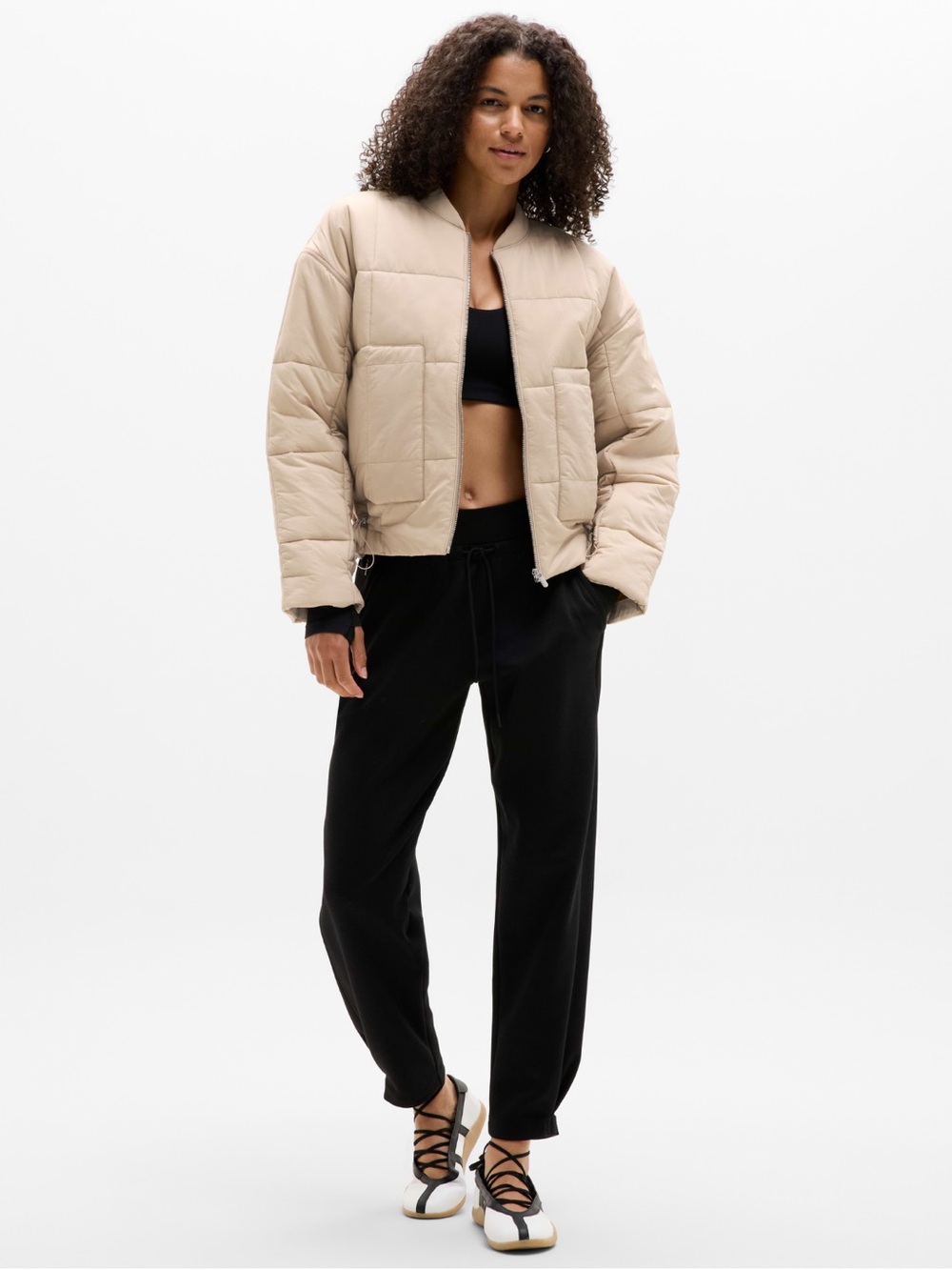 Athleta Beige Quilted Puffer Jacket